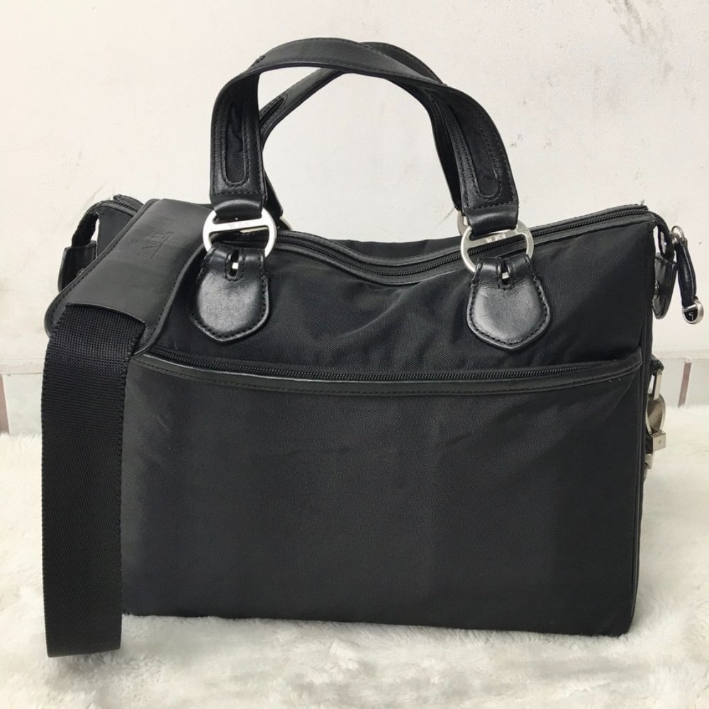 Tumi Women's Black Nylon Canvas Briefcase Laptop Messenger Bag 12.5 x 10.5